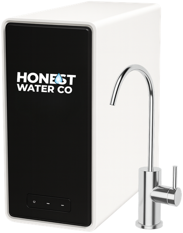 HW800 AlkaPro tankless reverse osmosis system with its dedicated chrome faucet